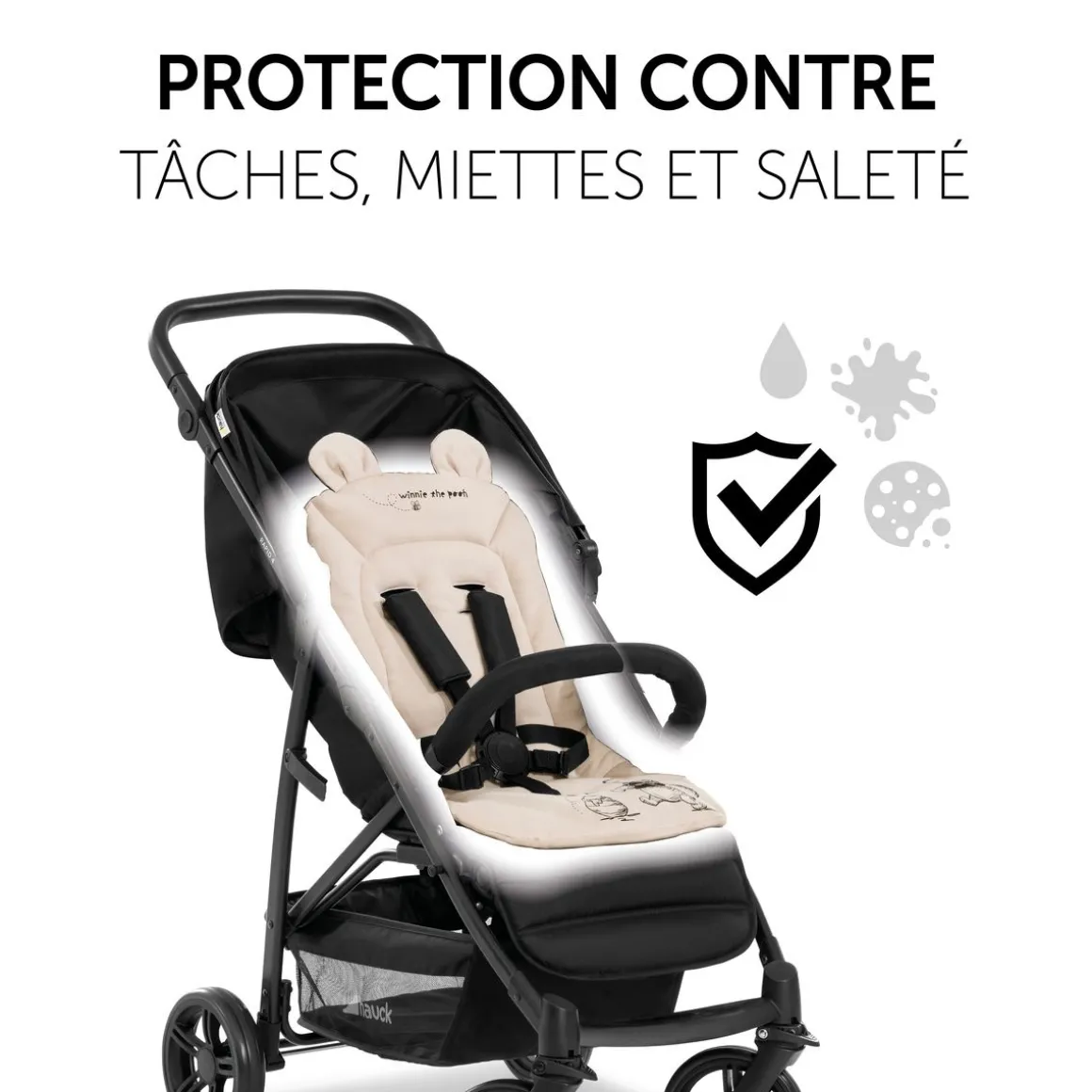 Poussette citadine Rapid 4 Noir + sur-assise pour poussette Pushchair Seat Liner Winnie the Pooh Beige