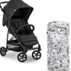 Poussette citadine Rapid 4 Noir + Sur-assise pour poussette Pushchair Seat Liner Floral Grey