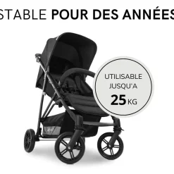 Poussette citadine Rapid 4 Noir + Sur-assise pour poussette Pushchair Seat Liner Floral Grey