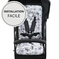 Poussette citadine Rapid 4 Noir + Sur-assise pour poussette Pushchair Seat Liner Floral Grey