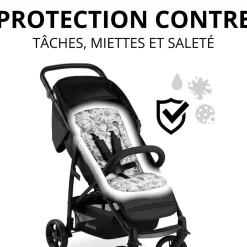 Poussette citadine Rapid 4 Noir + Sur-assise pour poussette Pushchair Seat Liner Floral Grey
