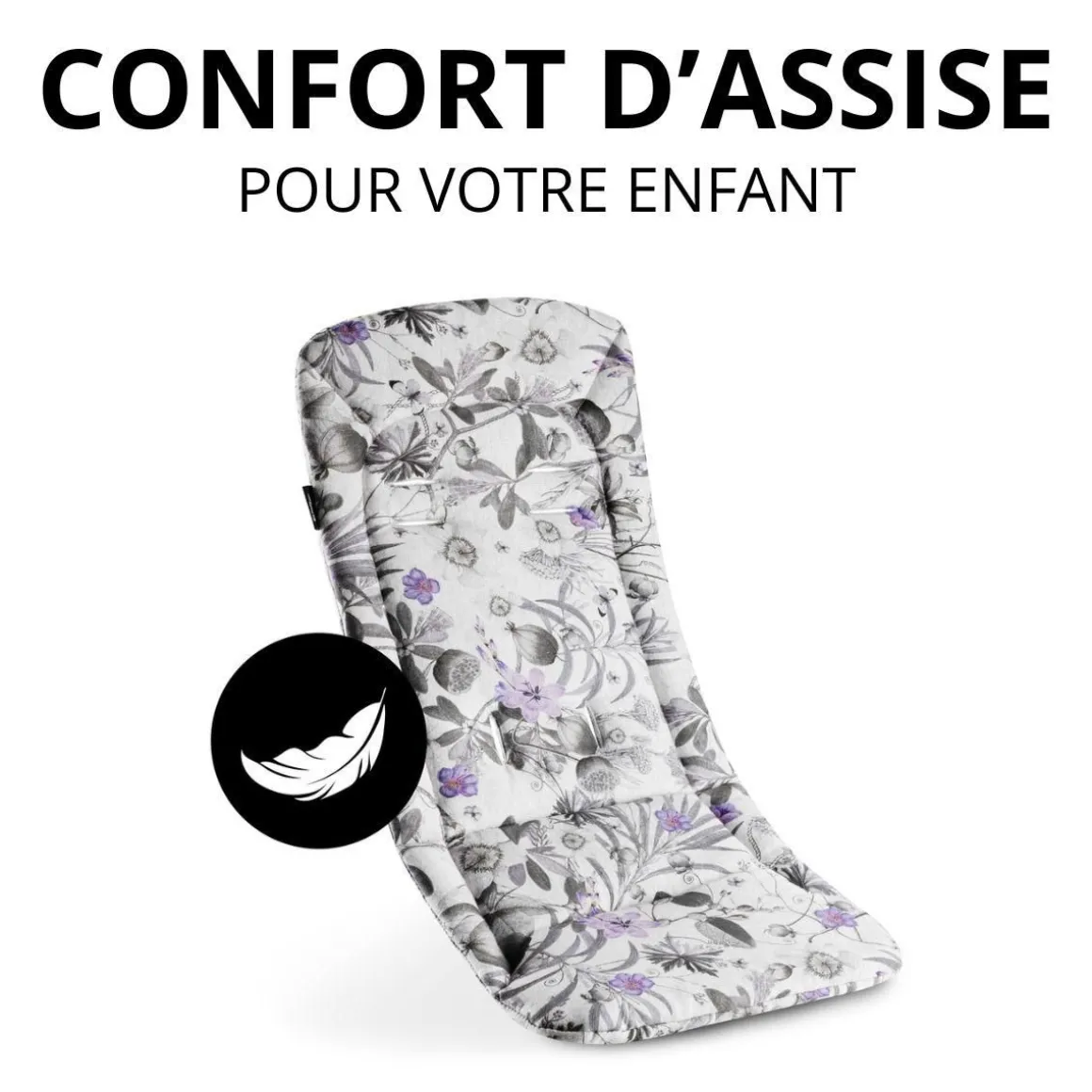 Poussette citadine Rapid 4 Noir + Sur-assise pour poussette Pushchair Seat Liner Floral Grey