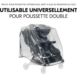 Poussette double Uptown Duo Noir + Habillage pluie pour poussette Pushchair Raincover Duo