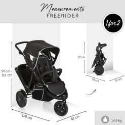 Poussette Jumeaux Freerider - Noir