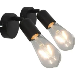 Projecteur 2 pcs avec ampoules a filament 2W Noir E27