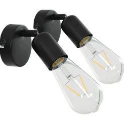 Projecteur 2 pcs avec ampoules a filament 2W Noir E27