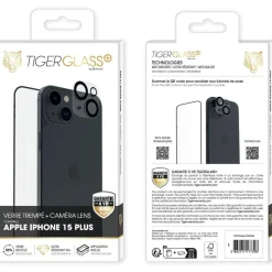 Protège écran iPhone 15 Plus Verre trempé + prot. obj.