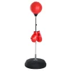 Punching ball sur pied réglable en hauteur 126-144 cm avec gants, pompe et base de lestage rouge