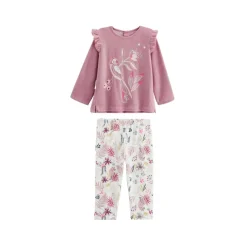 Pyjama bébé 2 pièces en velours rose Louisa