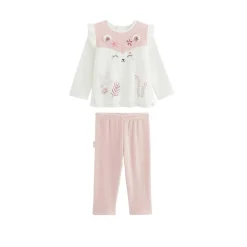 Pyjama bébé 2 pièces en velours écru Louisa