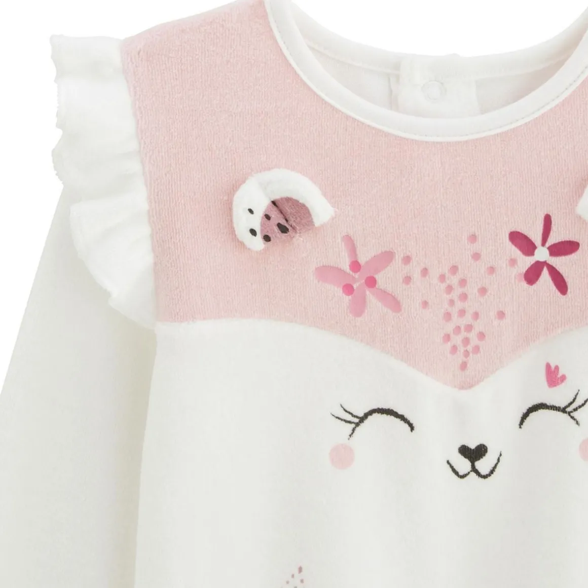 Pyjama bébé 2 pièces en velours écru Louisa