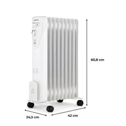 Radiateur bain d'huile électrique - 2000 Watts - OCEANIC - 3 puissances - 9 éléments - Mobile - Blanc