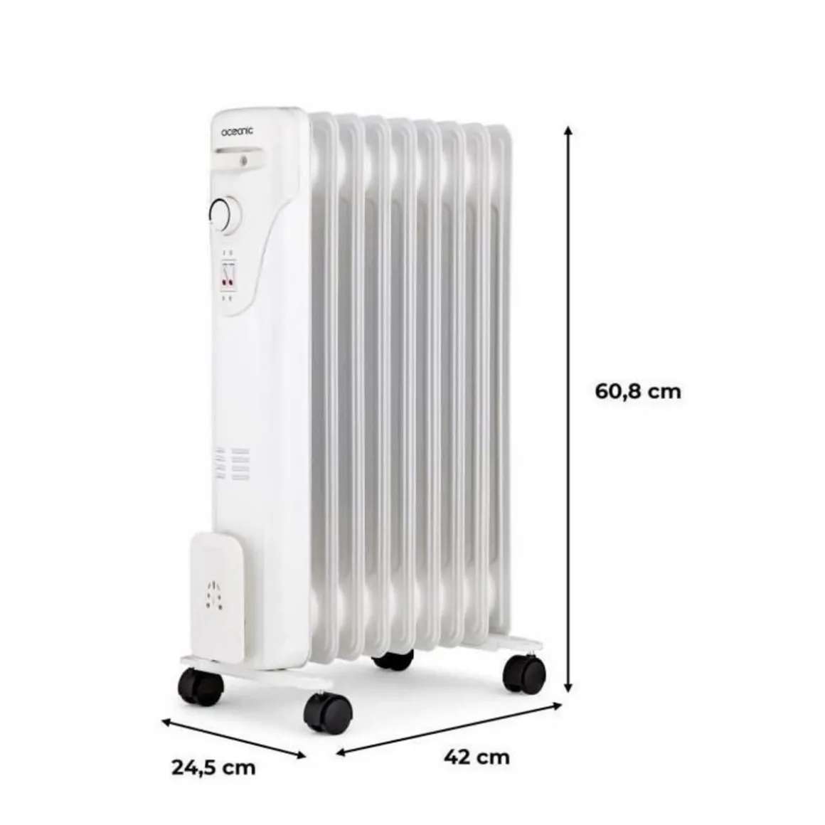 Radiateur bain d'huile électrique - 2000 Watts - OCEANIC - 3 puissances - 9 éléments - Mobile - Blanc