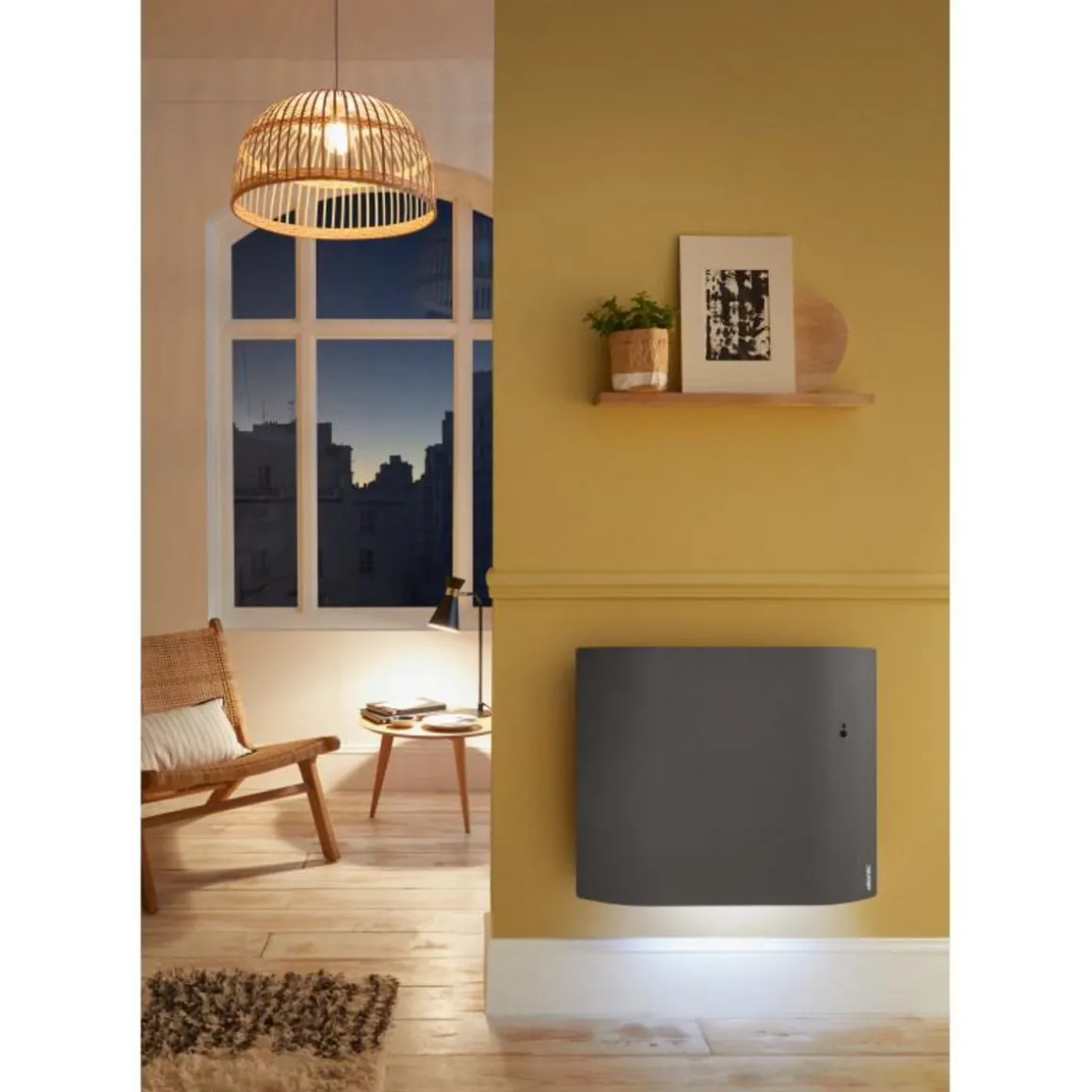 Radiateur connecté lumineux horizontal DIVALI 750W gris étoilé ATLANTIC 507623