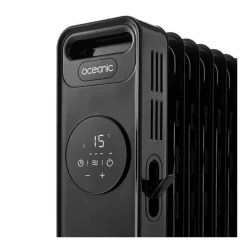 Radiateur electrique bain dhuile 2000W OCEANIC - 3 puissances - Thermostat electronique - Telecommande - Mobile - Noir