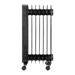 Radiateur electrique bain dhuile 1500W OCEANIC - 3 puissances - Thermostat electronique - Telecommande - Mobile - Noir