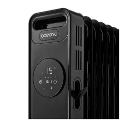 Radiateur electrique bain dhuile 1500W OCEANIC - 3 puissances - Thermostat electronique - Telecommande - Mobile - Noir