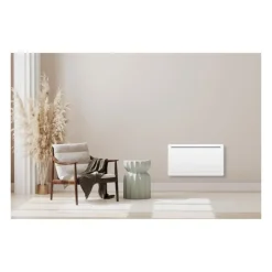 Radiateur électrique fixe a inertie seche céramique 1500W OCEANIC Rubis - Design galbé - Blanc - NF