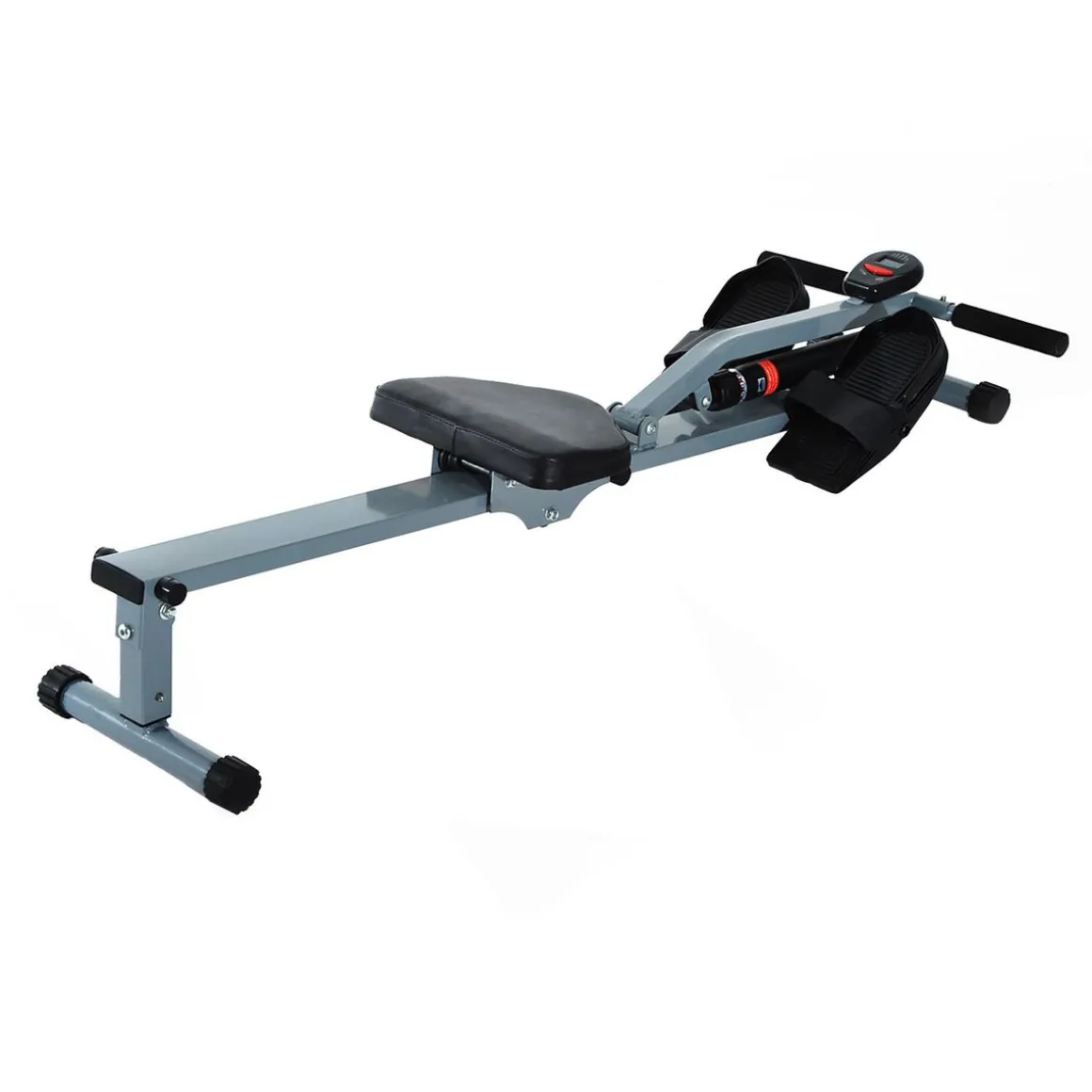 Rameur d'appartement appareil de Fitness et musculation cardio training écran LCD multifonction acier gris et noir