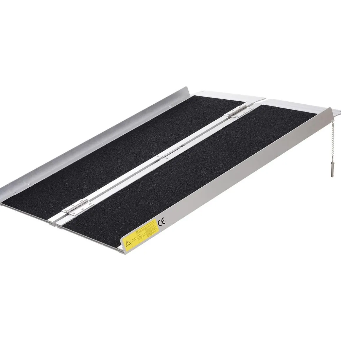 Rampe de fauteuil roulant rampe de chargement rampe d'accès antidérapante pliable avec bordures de sécurité max. 270 Kg dim. 93L x 76l x 5H cm alu. noir