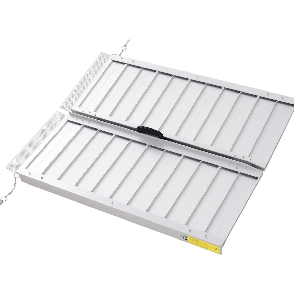 Rampe de fauteuil roulant rampe de chargement rampe d'accès antidérapante pliable avec bordures de sécurité max. 270 Kg dim. 93L x 76l x 5H cm alu. noir