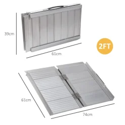 Rampe de fauteuil roulant rampe de chargement antidérapante pliable avec bordures de sécurité max. 270 Kg alu.