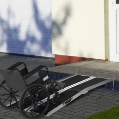 Rampe de fauteuil roulant rampe de chargement rampe d'accès antidérapante pliable avec bordures de sécurité max. 270 Kg dim. 183L x 73,5l cm alu. noir