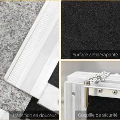 Rampe de fauteuil roulant rampe de chargement rampe d'accès antidérapante pliable avec bordures de sécurité max. 270 Kg dim. 183L x 73,5l cm alu. noir