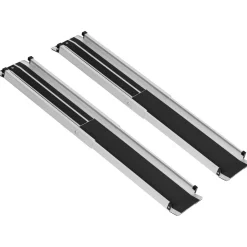 Rampe de fauteuil roulant telescopique rampe de chargement antidérapante avec bordures de sécurité max. 270 Kg alu. noir