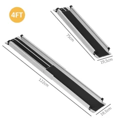 Rampe de fauteuil roulant telescopique rampe de chargement antidérapante avec bordures de sécurité max. 270 Kg alu. noir