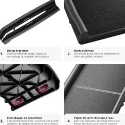 Rampe pour chien Paw Step Auto, pliable et antidérapante, jusqu'à 90kg