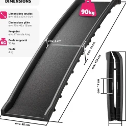 Rampe pour chien Paw Step Auto, pliable et antidérapante, jusqu'à 90kg