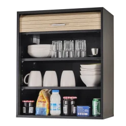 Rangement de cuisine à rideau coloris noir L60 cm - COOKING