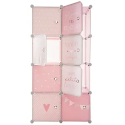 Rangement penderie rose pour enfant
