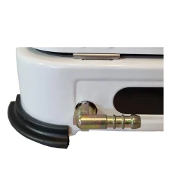 Réchaud gaz portable 2 feux 2600W Blanc laqué Couvercle Plaque de cuisson KEMPER