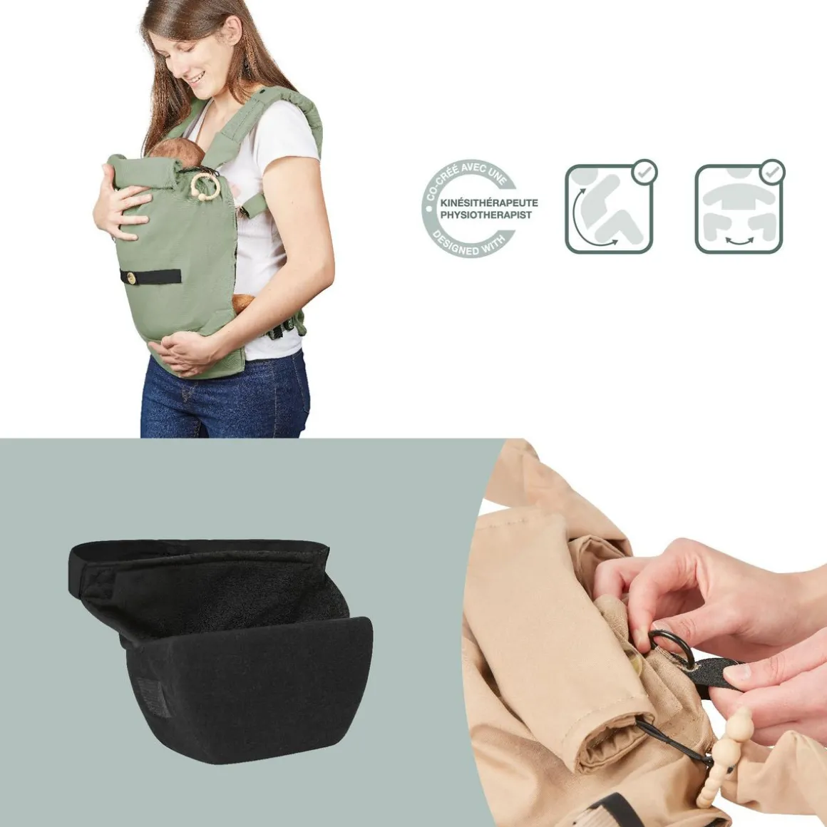 Réducteur pour Porte-bébé MOOV & BOOST Babymoov - Système d'attache - Adapté Nouveau-né