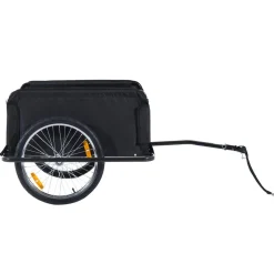 Remorque de transport velo cargo pliable charge max.60kg avec 4 reflecteurs et housse amovible rouge noir