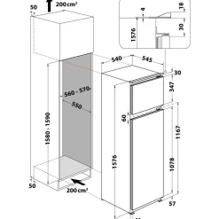 Réfrigérateur 2 portes encastrable ART3642 2 portes