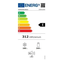 Réfrigérateur américain Continental Edison - CERA532NFB - Total No Frost- 529L - L90 cm xH177 cm - Noir