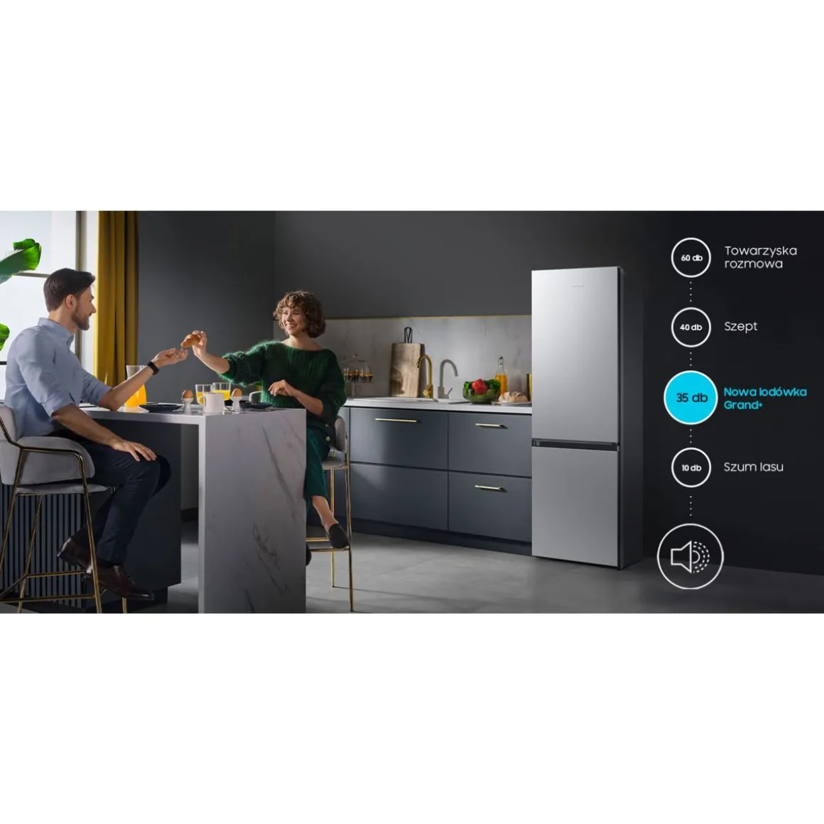 Réfrigérateur combiné RB34C602ESA, 344 L, Froid ventilé, E