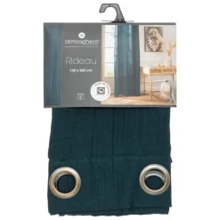 Rideau à Oeillets Santana 130x260cm Bleu Pétrole