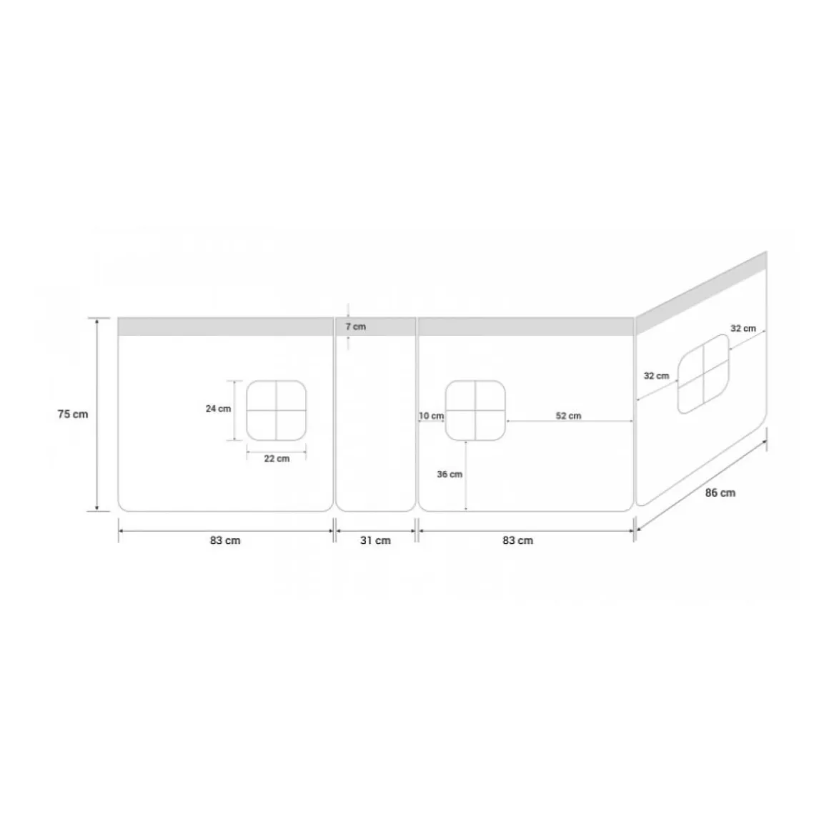 Rideau de lit pour lit mezzanine HS4U tissu coton rose