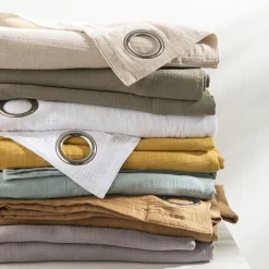 Rideau uni en gaze de coton oeillets à l'unité 140x260cm