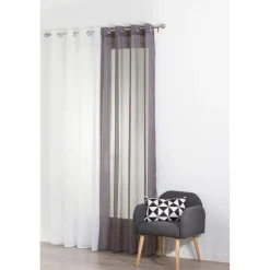 Rideau voilage uni à oeillets métal en polyester 140x240cm ETAMINE