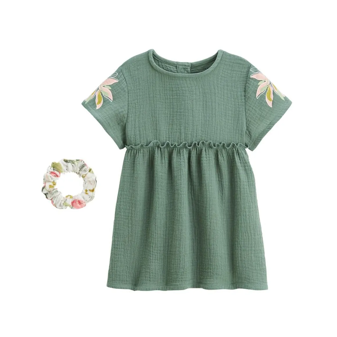 Robe enfant en gaze de coton + chouchou Pivoina