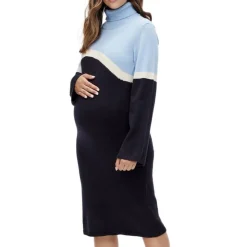 Robe Pull Bleu/ Femme Mamalicious Rollneck