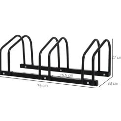Râtelier 3 vélos dim. 76L x 33l x 27H cm acier galvanisé noir