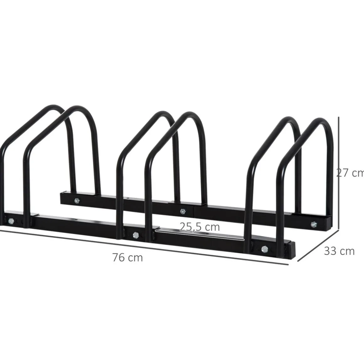 Râtelier 3 vélos dim. 76L x 33l x 27H cm acier galvanisé noir