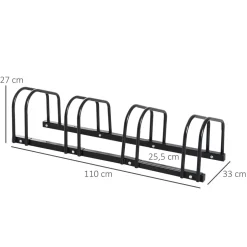 Râtelier 4 vélos dim. 179L x 33l x 27H cm acier galvanisé noir