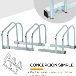 Râtelier 3 vélos dim. 70L x 33l x 27H cm acier galvanisé